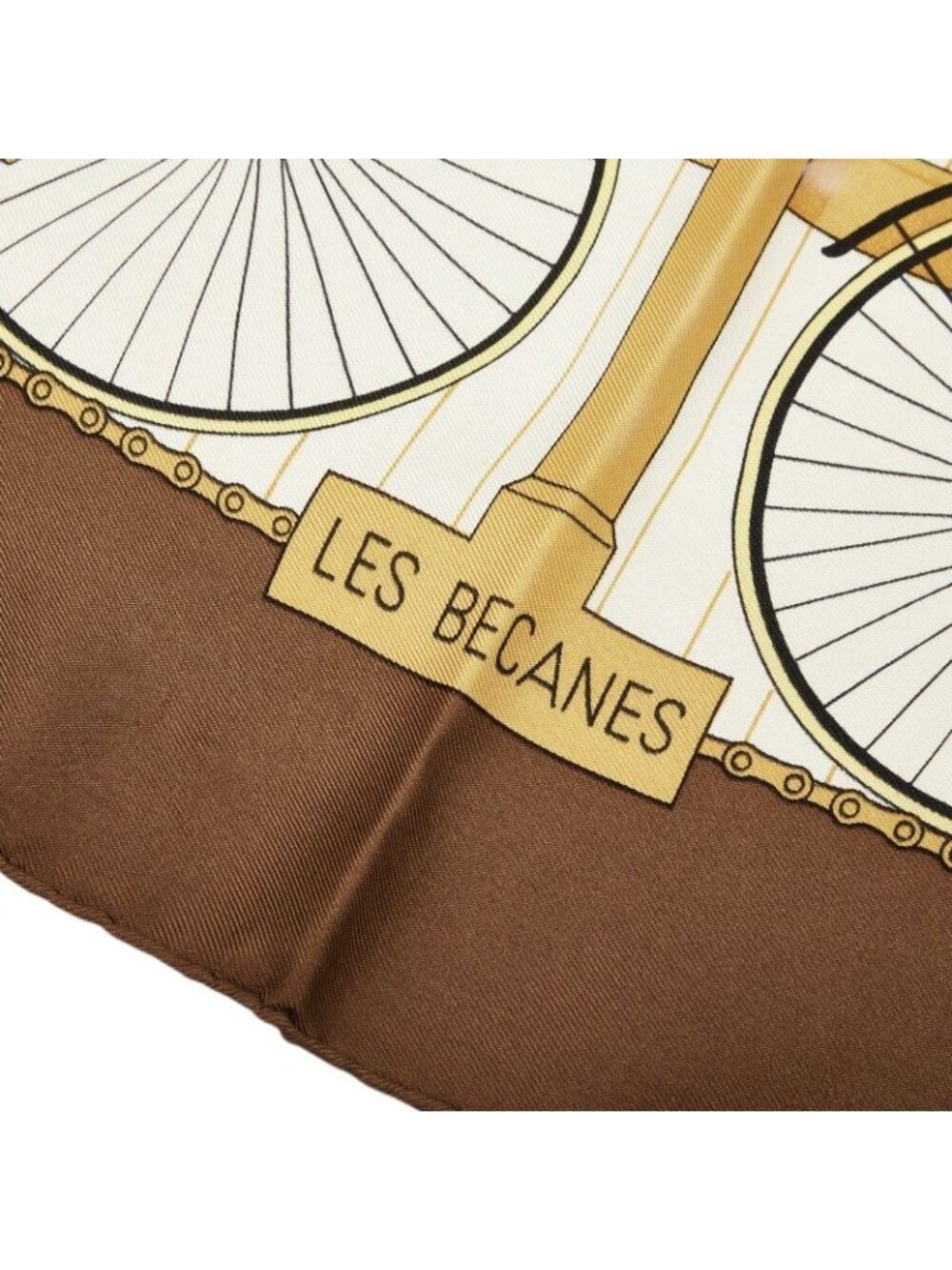 Hermes Carre 90 les Becanes Bicycle Scarf Brown White Multicolor Silk - Picture 2 of 5